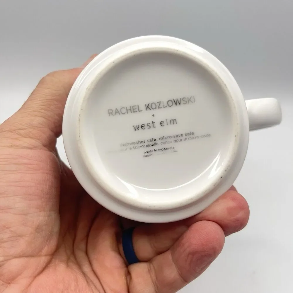 West Elm Rachel Kozlowski White Ceramic Dapper Owl Bow Tie Coffee Tea Mug Cup